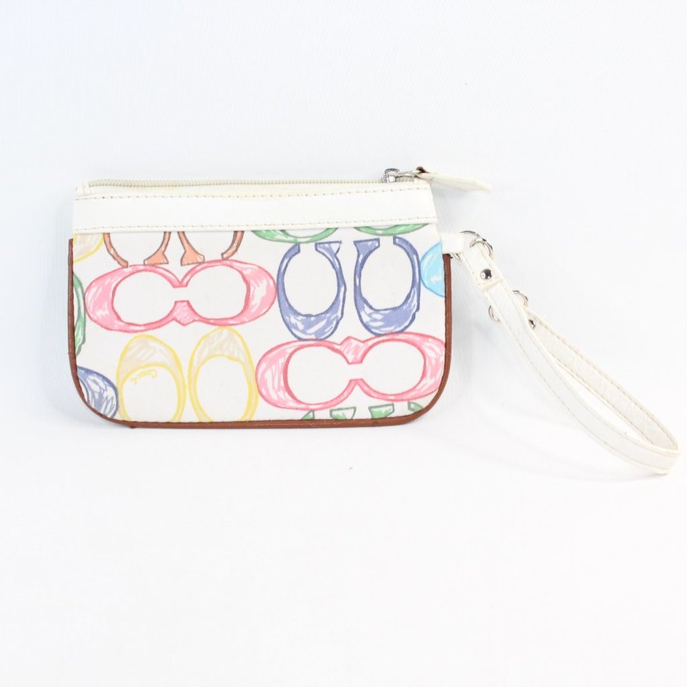 Coach Wristlet Multicolored Rainbow C Logo Fabric #162 - Picture 4 of 10